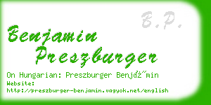 benjamin preszburger business card